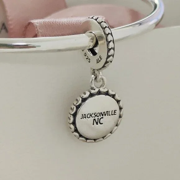 Pandora Jacksonville NC Dangle Charm S925 Silver Bracelet Pendant Jewelry - Picture 2 of 4